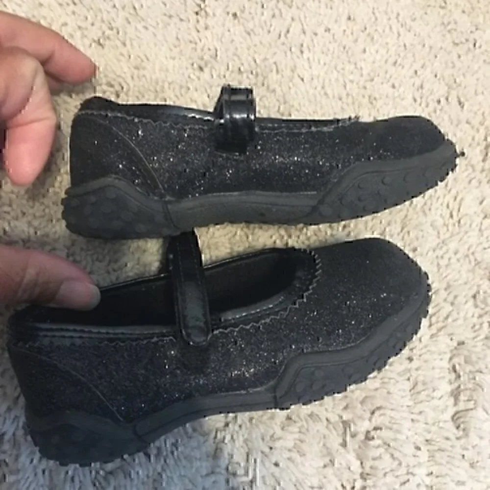 Toddler girls sparkly black dress shoes